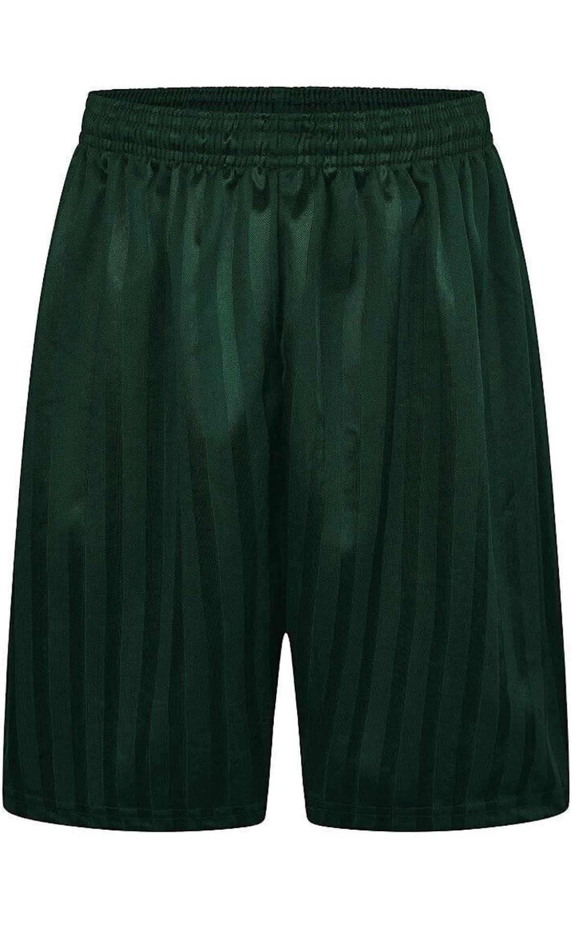 Kids Unisex Sports & School PE Shorts Boys & Girls, Shadow Strip Design with Pockets & Drawstring in Variety of Colors for School Kids Clothes Size 2-13 Years (13 Years, Bottle Green)