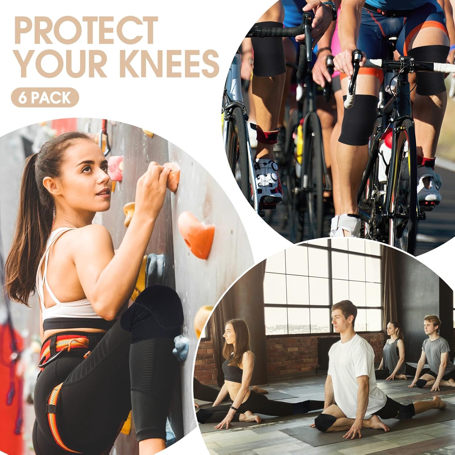Lenwen 12 Pairs Volleyball Knee Pads for Dancers Soft Breathable Knee Braces for Men Women Football Soccer Yoga Skating Wrestling Running Cycling(Large,Black)