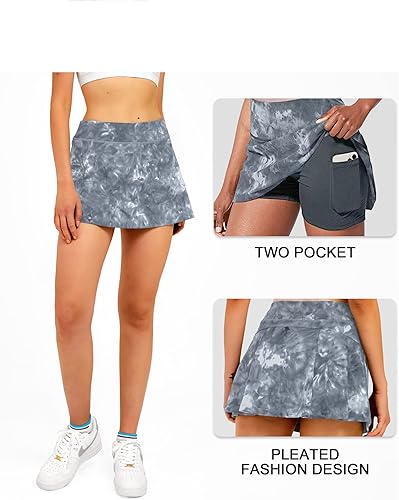 Miniatura 6 de Stelle - Falda pantalón de tenis para mujer, pantalón cargo de golf, deportiva, de cintura alta, con bolsillos interiores, para entrenamiento,