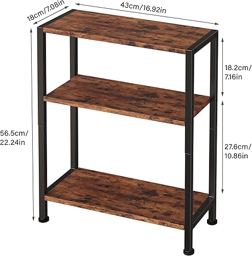 Miniatura 29 de Mesa auxiliar de 3 niveles, mesa auxiliar pequeña, mesa auxiliar de sofá para espacios estrechos, mesa auxiliar delgada, mesa de noche delgada para
