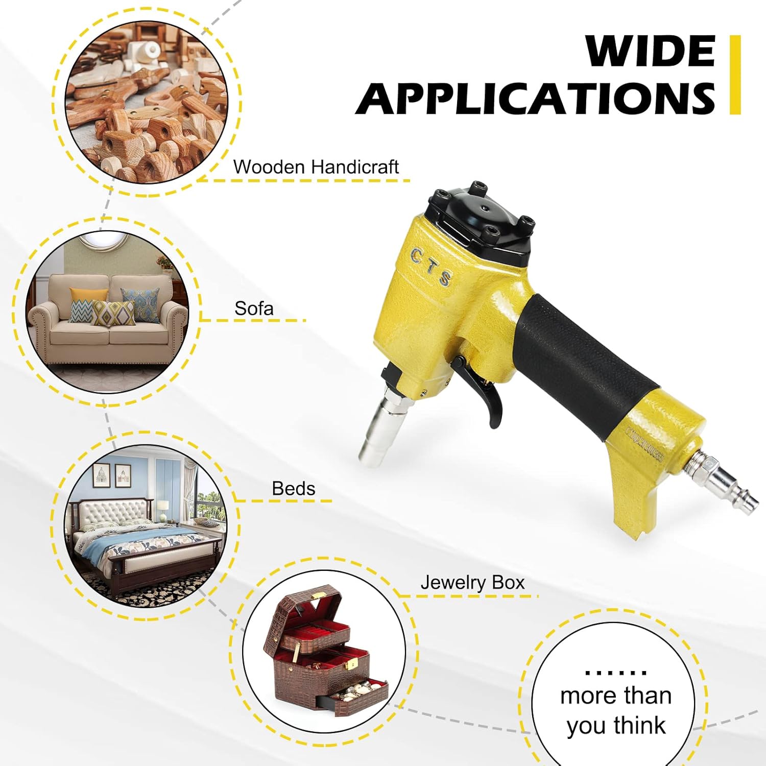 CTS 1170 Pneumatic Upholstery Decorative Tack Nail Gun, 7/16" (11.7mm) Head Diameter Air Finish Deco Nailer for Furniture, Home Decor (7/16-Inch Deco Nailer (11.70mm))