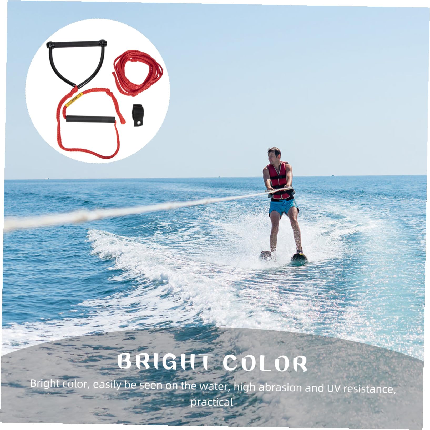 Wasserski Seil mit Griff Abriebfestes UV beständiges Zugseil für Wassersport Hellfarbig Robust und Langlebig Geeignet für Wakeboard Ski Board und Bootsschleppseil Praktisches