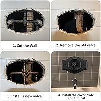 Vista 5 de Renovation - Placa de ducha para actualizaciones de ducha de 2 o 3 manijas a 1 mango, negro mate