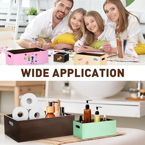 Miniatura 5 de Juego de 6 cajas de almacenamiento de madera con asas, cajas de madera para anidar, contenedor de almacenamiento rústico para manualidades, fiestas,