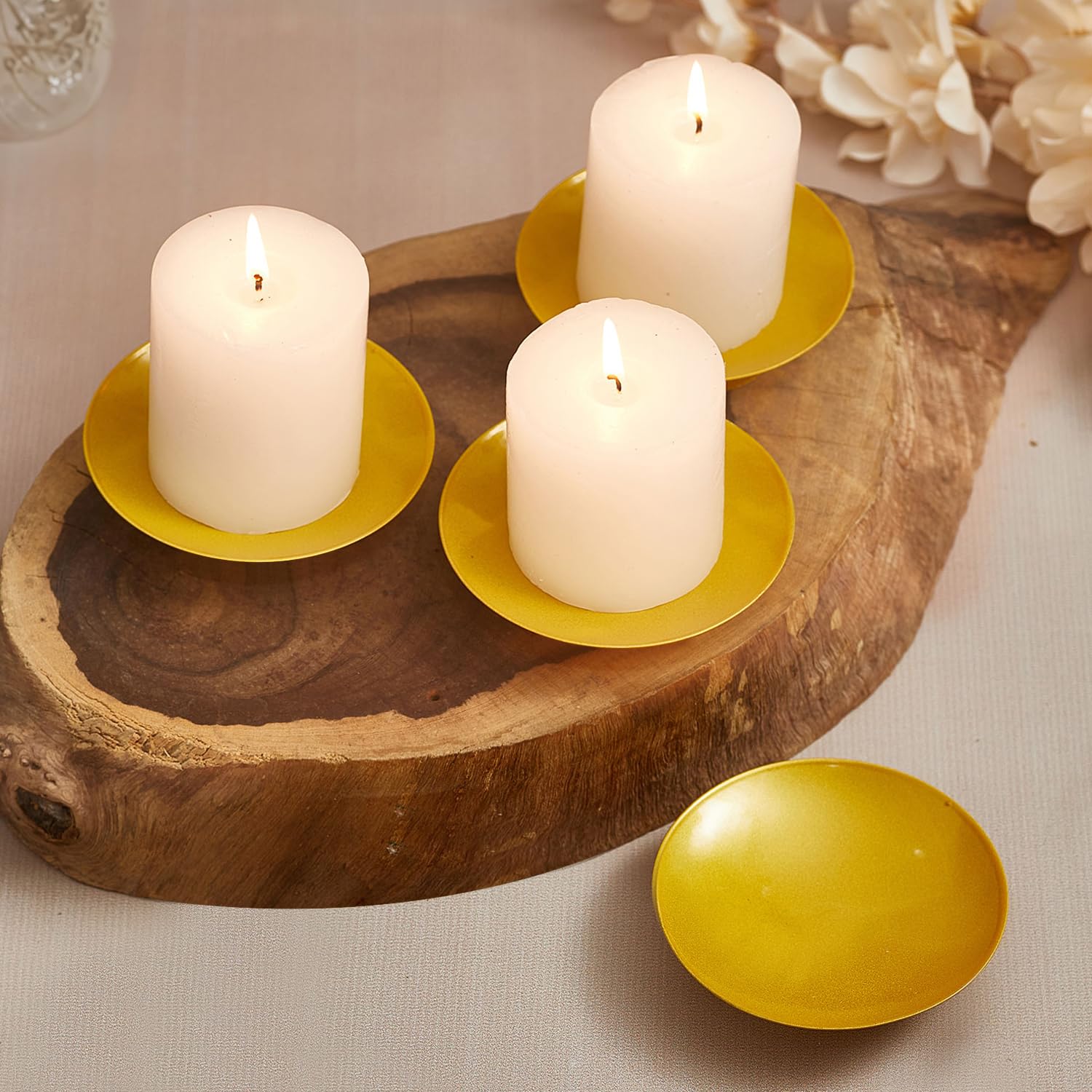 TIED RIBBONS 4 Pcs Decorative Plate Candle Holder for Pillar Candles Tealights LED Wax Candle Pedestal Candle Stand (2.5cm x 11.4cm, Iron, Round) Christmas Decoration Items for Home - Christmas Decor (B0DDT8JHRQ) Amazon Price History, Amazon Price Tracker