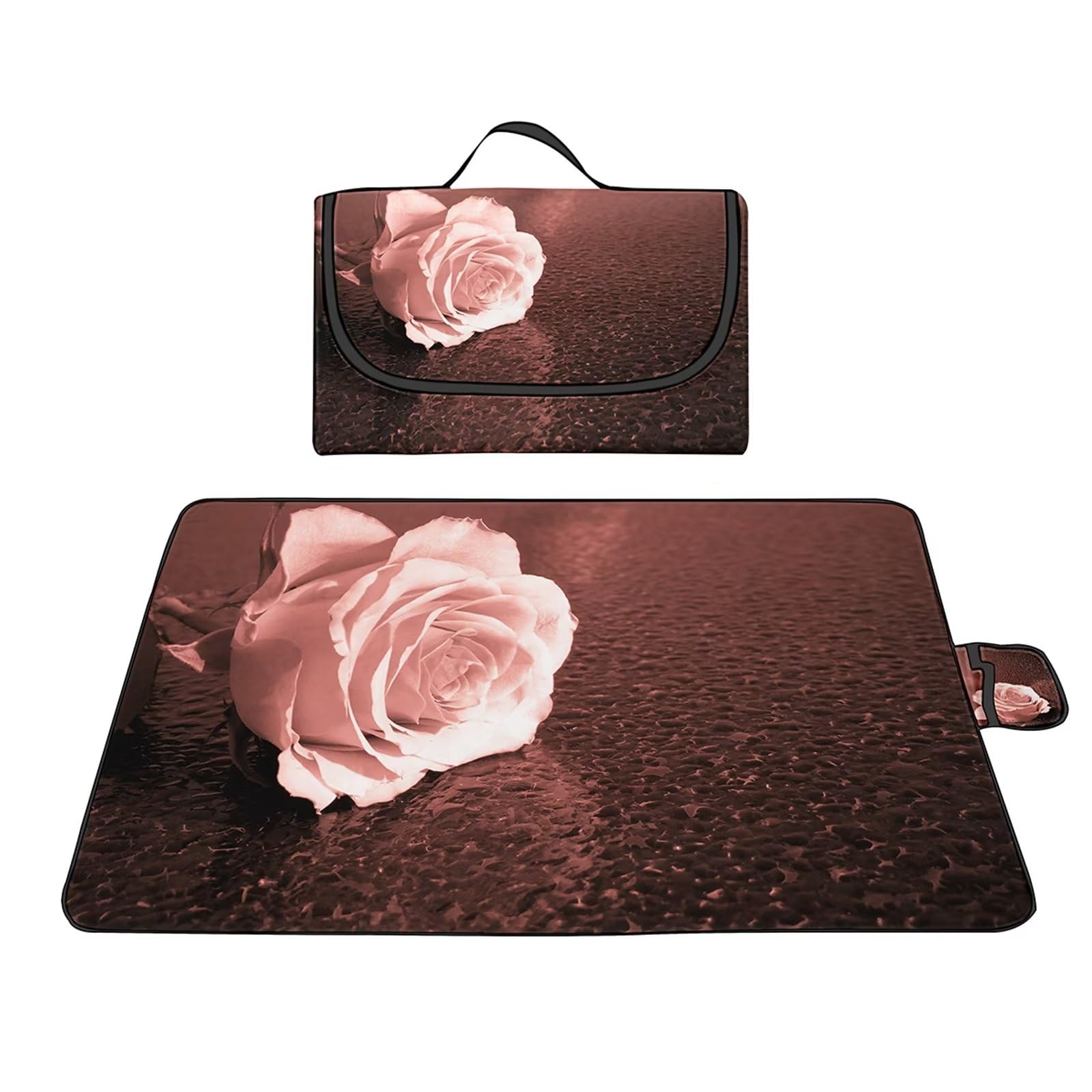 Couverture Pique-Nique 100x150cm,Rose rose Grand Nappe Pique Nique Impermeable Lavable Tapis Picnic avec Poignée,Pliable Picnic Blanket Tapis de Plage Polyvalent pour Barbecue,Pique,Randonnée,Voyages