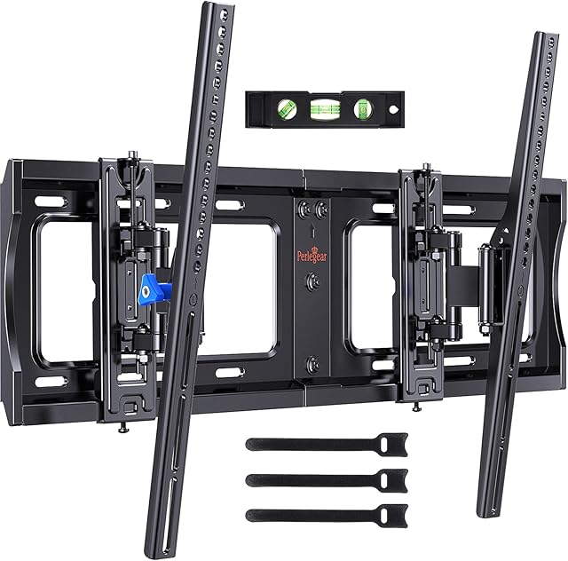 Perlegear TV Wall Bracket for most 40-90 inch Flat/Curved TVs, TV Bracket Tilts Swivels & Extends, Maximum VESA 600x400mm Weight Capacity 60KG, PGAT4-E