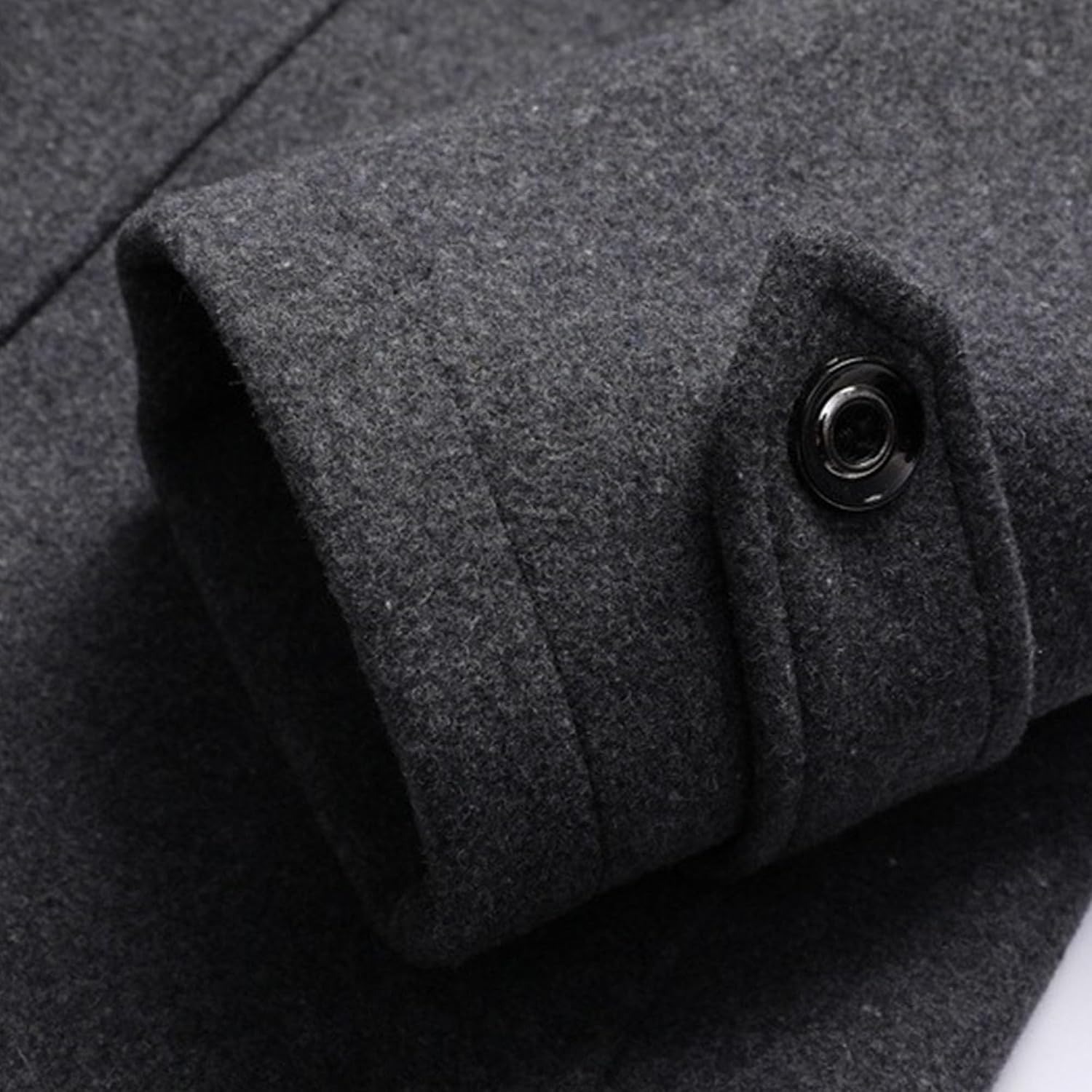 Maiyifu-GJ Men's Winter Warm Wool Blend Coat Slim Fit Single Breasted Quilted Lined Jacket Overcoat