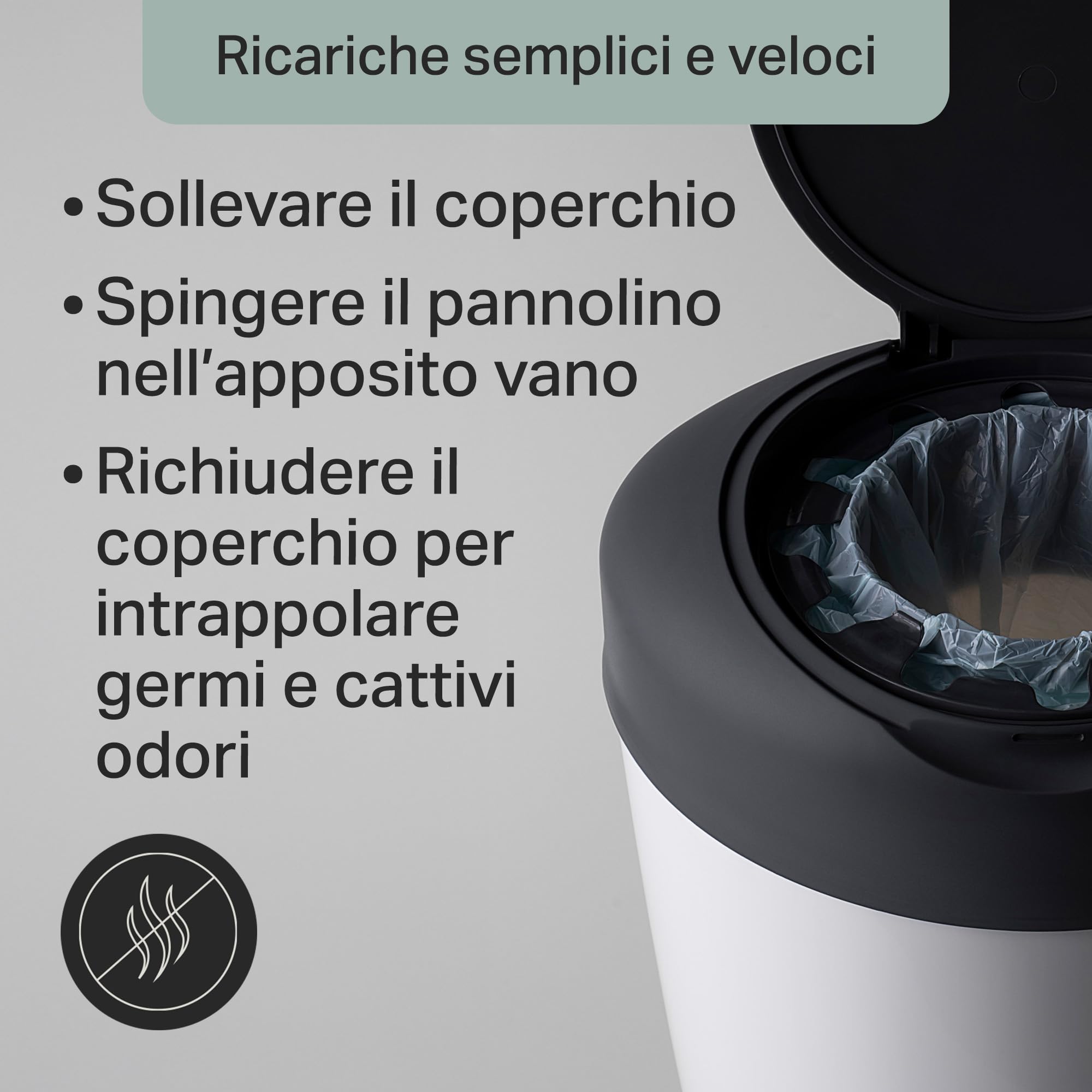 Tommee Tippee Mangiapannolini Starter Set Simplee, Contiene 6 Ricarica, Protegge da Germi e Cattivi Odori*, Struttura al 100% in Plastica Riciclata