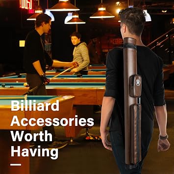 Adhafera Pool Cue Case, 2 X 2 Hard Pool Stick Case, Billiards Accessories | Fit 2-Piece Cue Up to 58, Faux Leather, Two Pockets, Hard Case