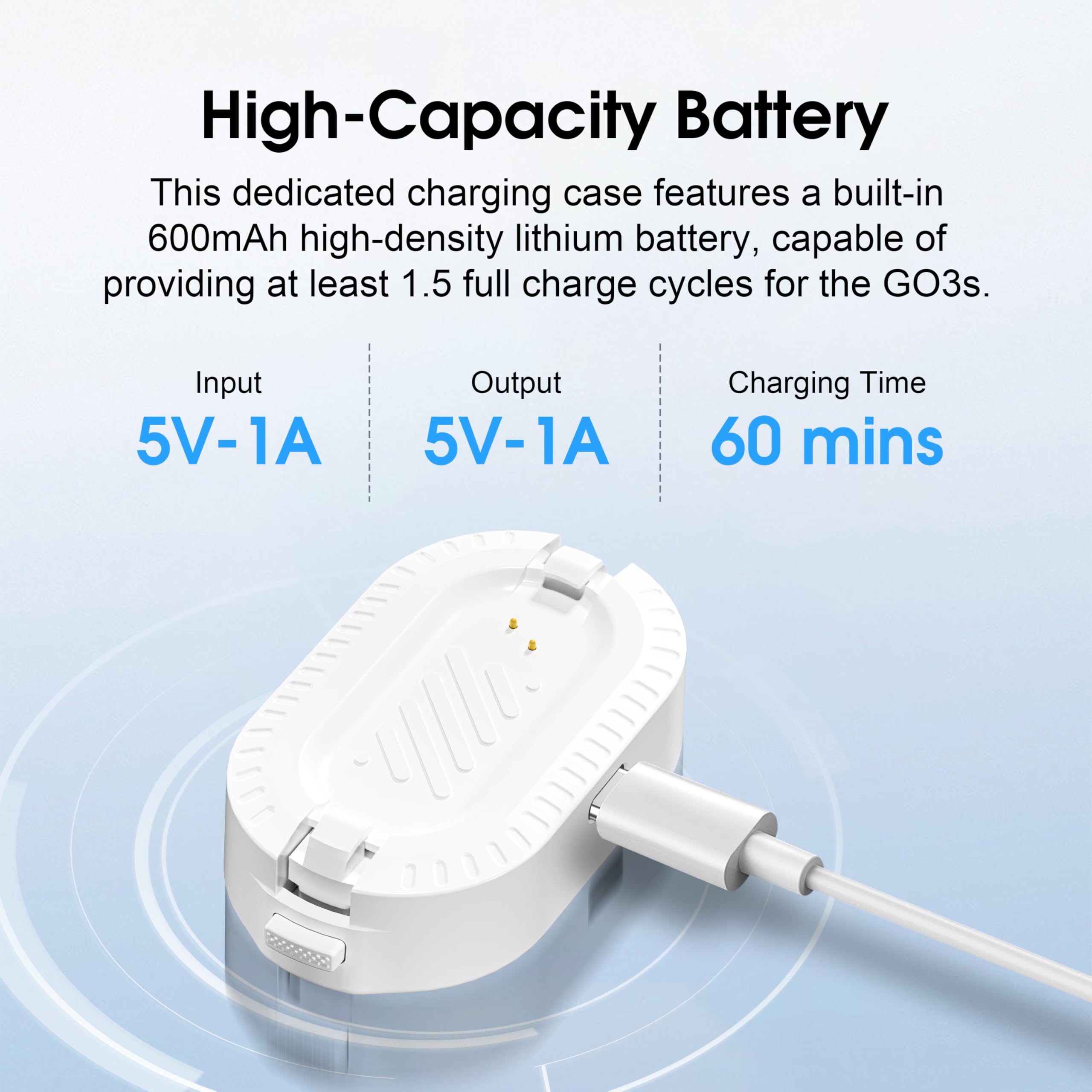 Batteria per Insta360 GO 3S/3, durata prolungata della batteria, caricatore rapido per accessori Insta 360 GO 3S 3, custodia di ricarica portatile con base magnetica, protezione multistrato, spia