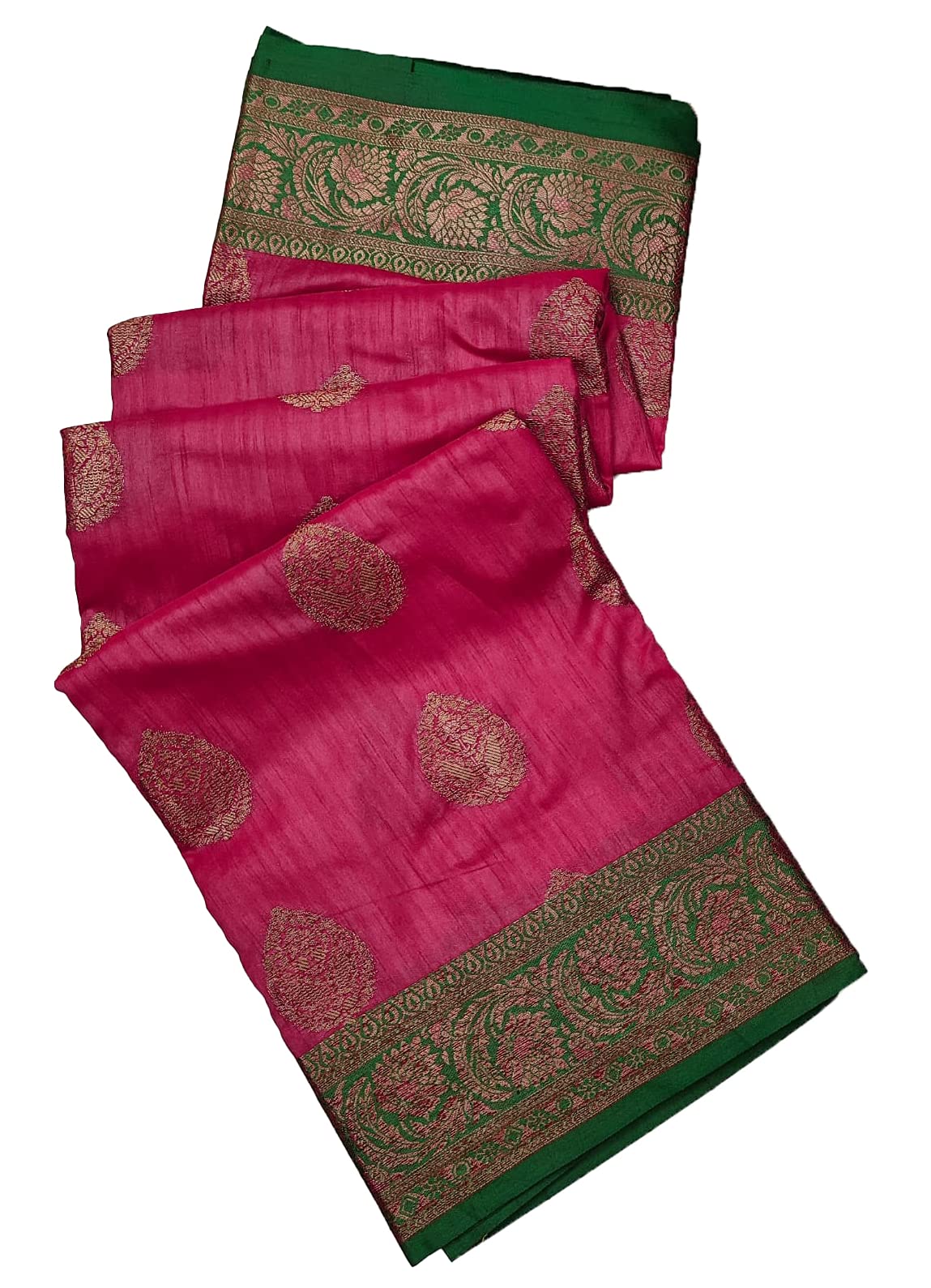 NK TextilesFloral Butta Woven Ghicha Silk Saree with Tassels (6 COLORS)