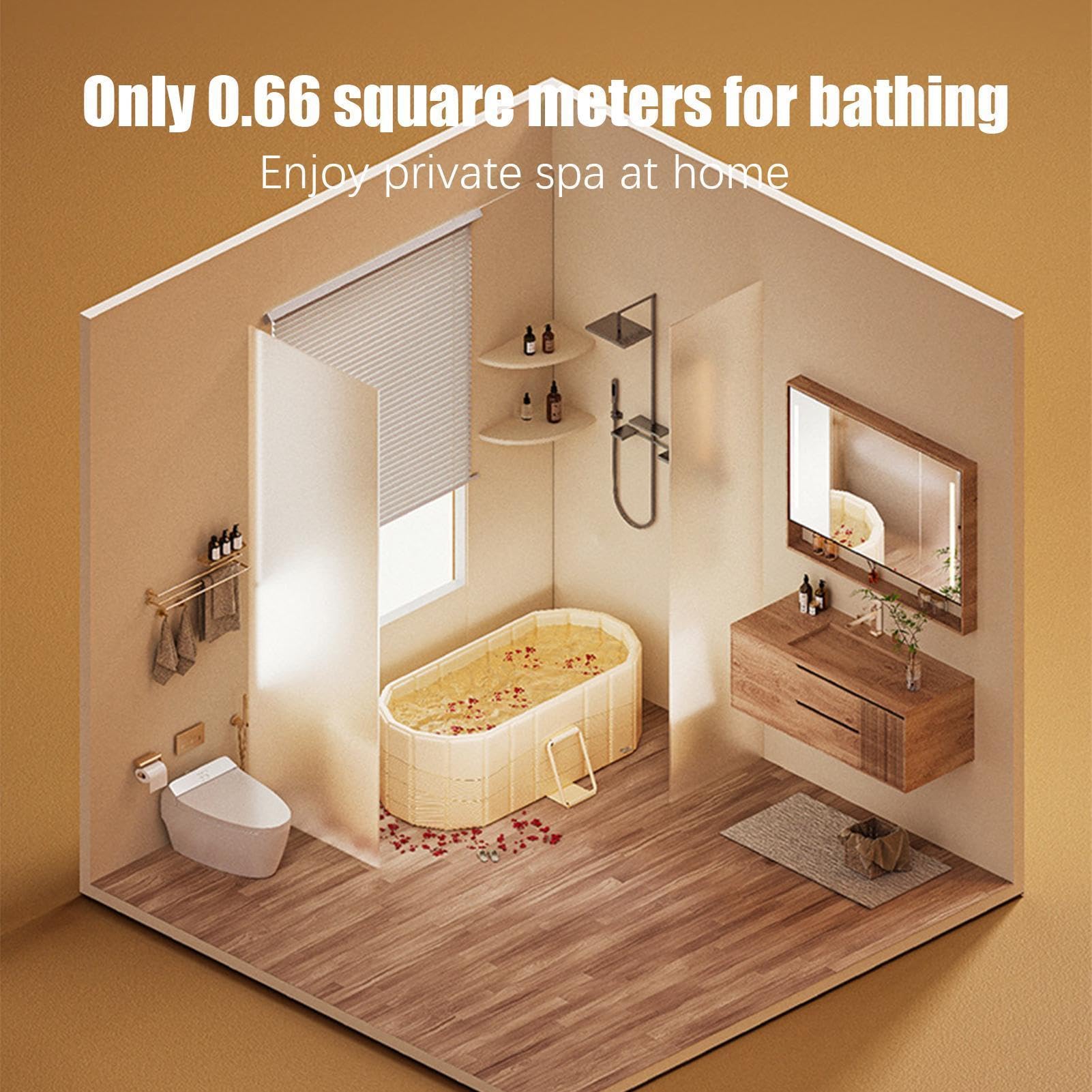 Vasca pieghevole, vasca pieghevole Vasca da bagno calda o ghiaccio isolata | Vasca da bagno in ammollo pieghevole, accessorio per il bagno di famiglia per doccia