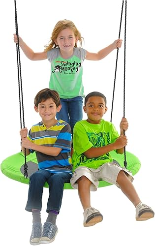 Columpio Saucer Spinner gigante 40 pulgadas, color verde, para colgar de un árbol, gira con tus amigos y familia, fácil instalación, de SWINGING