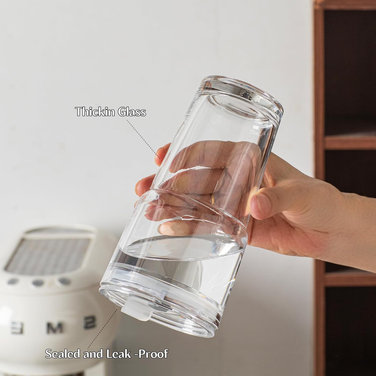 INSETLAN 20oz Glass Tumbler with Glass Straw and Lid, Set of 4 - Thickened Ice Coffee Cup, Glass Cup with Lid and Straw for Smoothie, Tea, Milk, Whiskey, Water and More – Elegant & Durable - Image 6