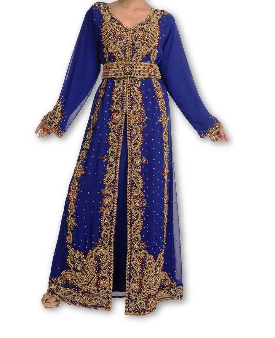 Bridal Kaftan Modern Jilbab Arabian Islamic Gown Design Dress VAR 116 (XS) Royal Blue