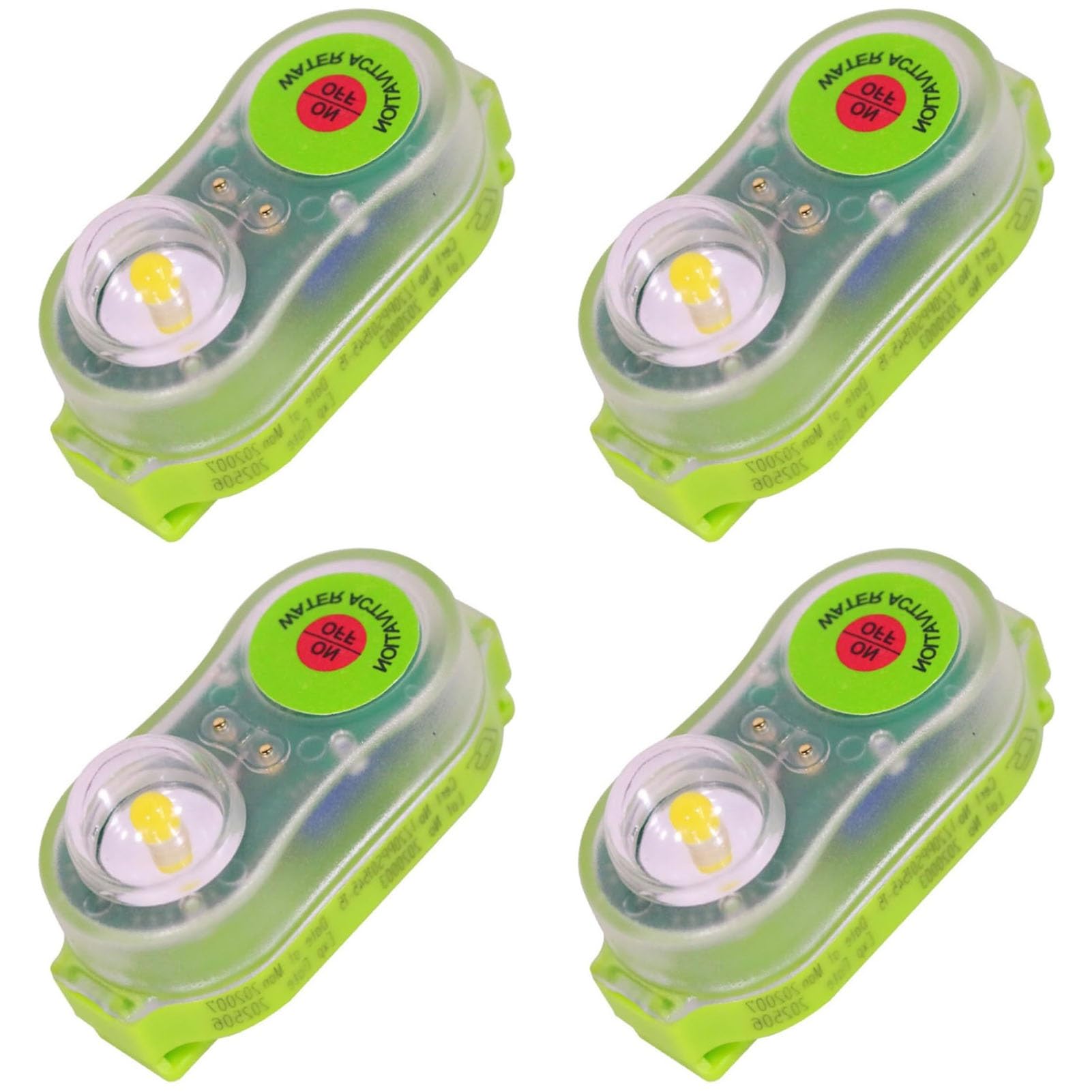 Gilet de Sauvetage Light, 4pcs Lampe LED Marine Auto-éclairante pour la Navigation de Plaisance, Le Kayak, l'urgence(Green)