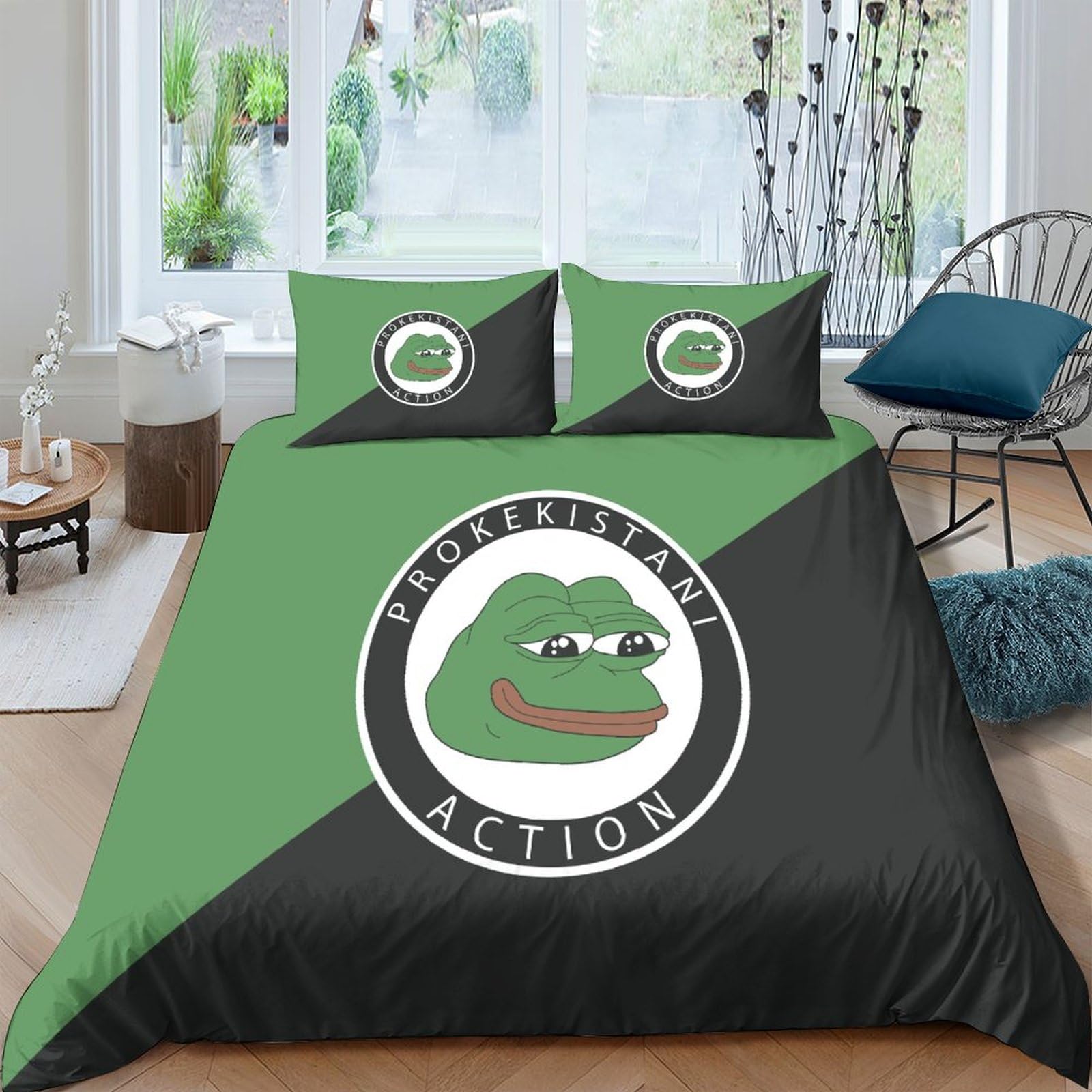 Funda nórdica de rana impresa en 3D con fundas de almohada de microfibra suave para cama king
