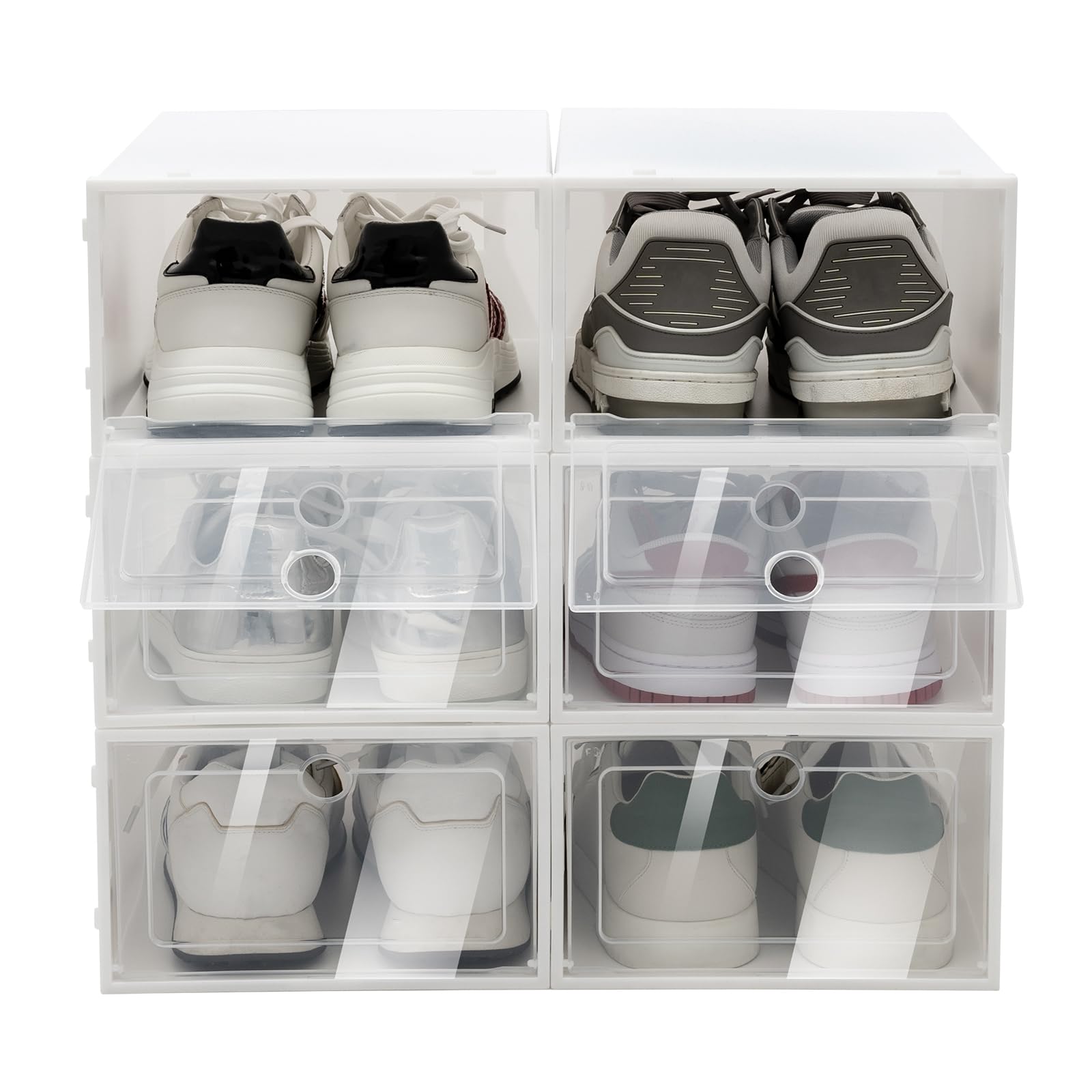 24 cajas de almacenamiento para zapatos, cajas apilables de plástico con tapa
