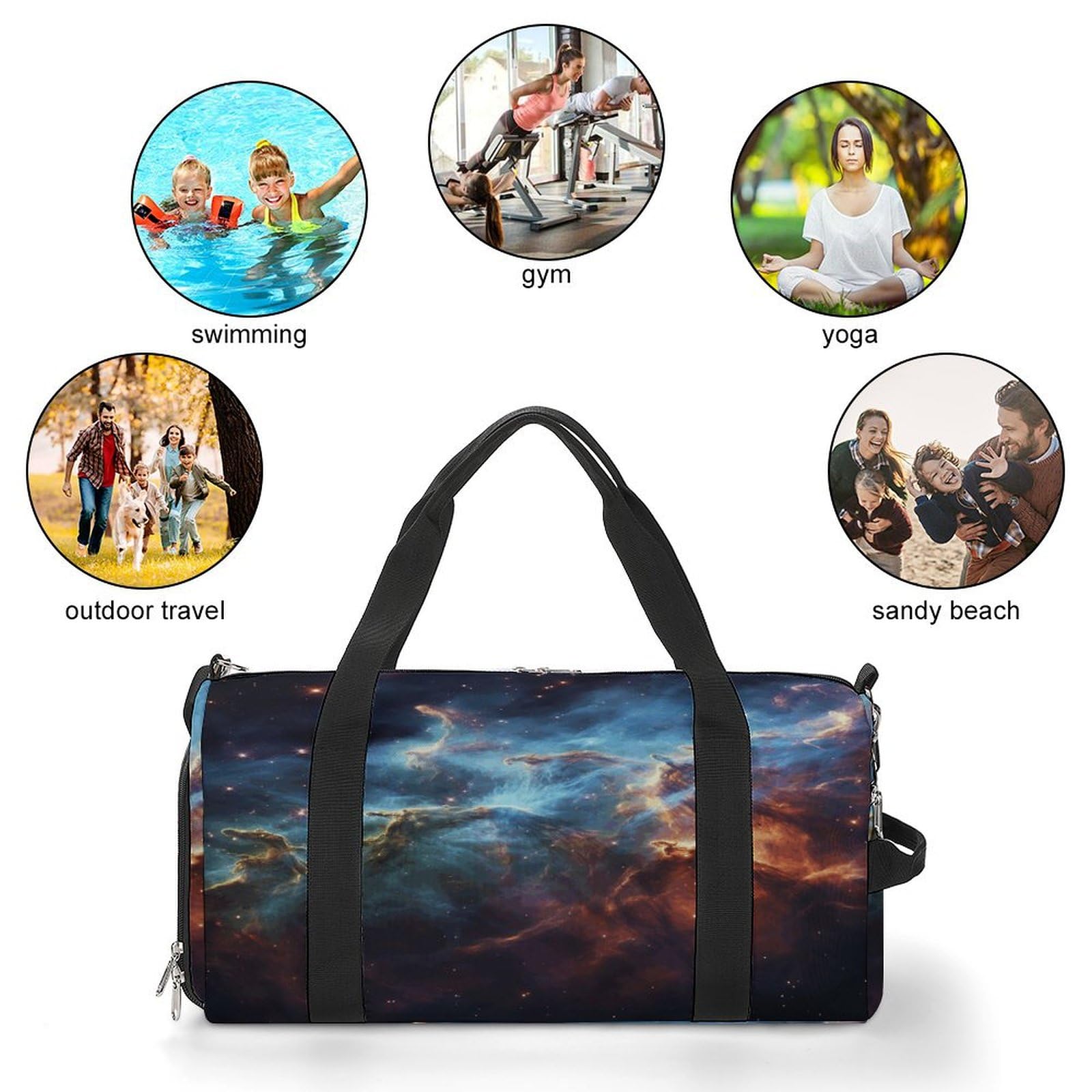 Turnbeutel für Damen und Herren, Universum, Galaxie, Weltraumdruck, wiederverwendbar, Turnbeutel mit Schuhfach, Stil, Einheitsgröße, modern, Stil:, Einheitsgröße, Modern