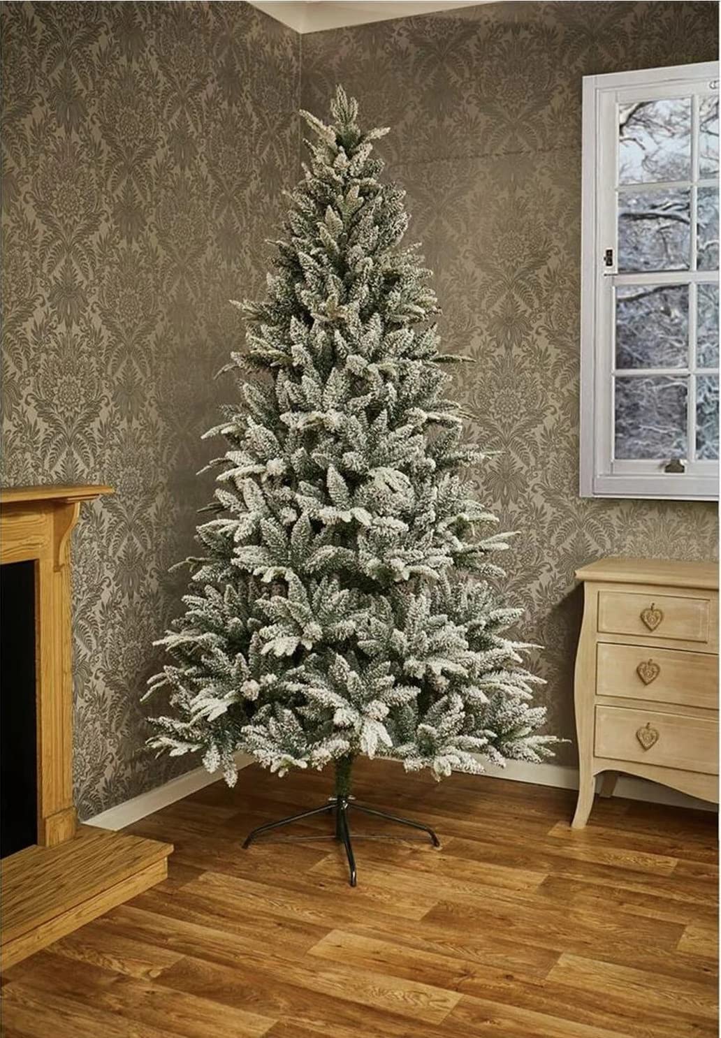 Premier White 1.8M (6Ft) Snow Flocked Lapland Spruce Christmas Tree