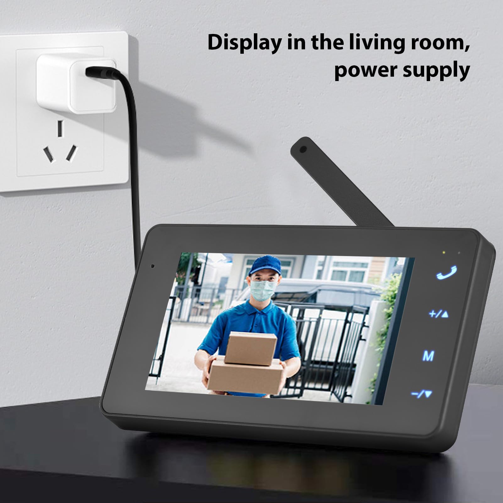 Cámara de timbre de vídeo inalámbrica 2.4G con pantalla de monitor, pantalla 4.3 IPS, videoportero, kit de cámara, visión nocturna de 170 grados, micrófono HiFi, intercomunicador de 2 vías