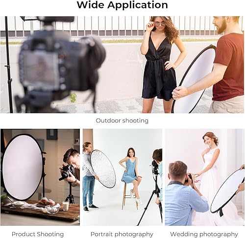 Miniatura 6 de K&F Concept Reflector de luz 5 en 1 32 "(80 cm) Difusor de fotografía plegable portátil para estudio e iluminación al aire libre Oro Plata Blanco