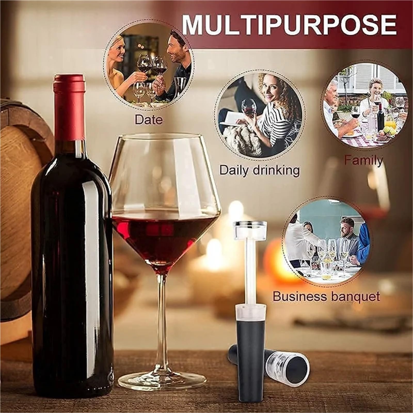 Bouchons de vin 20 pièces bouchon bouteille sous vide pompe intégrée réutilisable bouchons en Silicone étanches for garder le Champagne frais