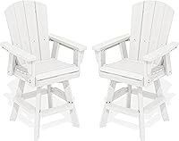 Vista 19 de SERWALL Silla de bar Adirondack giratoria de HDPE, silla Adirondack giratoria para balcón, taburetes de bar de altura de barra al aire libre