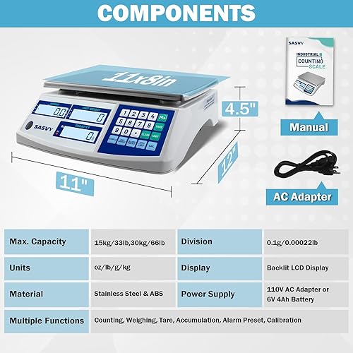 Miniatura 6 de Balanza digital para inventario y piezas (154.3 lbs 0.00 oz)