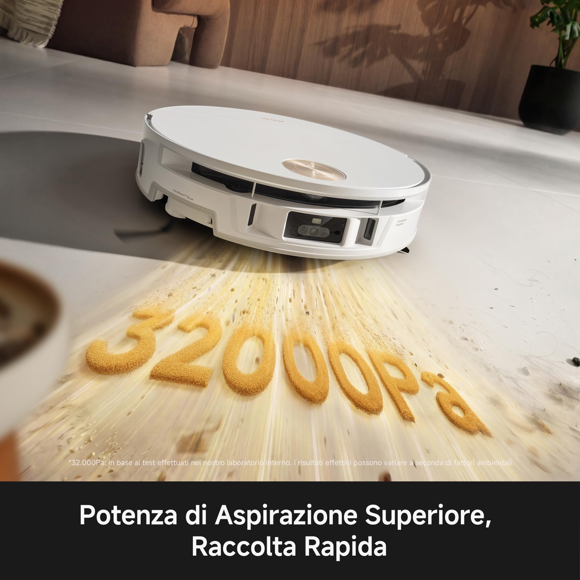 Mova S70 Ultra Roller Robot Aspirapolvere da 32.000 Pa con Lavaggio HydroForce, Navigazione CovertSense, Tecnologia AutoShield, Doppio sistema Anti-Groviglio, Comandi Vocali e Base All-in-One