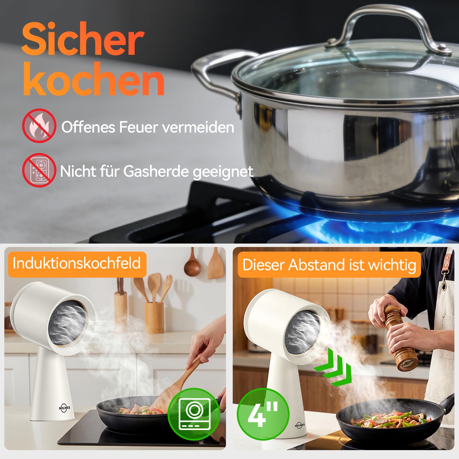Mini Dunstabzugshaube,Tragbare Abzugshaube mit 3 Geschwindigkeiten,Mobile Dunstabzugshaube mit Austauschbarem Filter für BBQ,Kochen,Hot Pot,Camping,Wohnmobil,Küche,Wohnung, Weiß