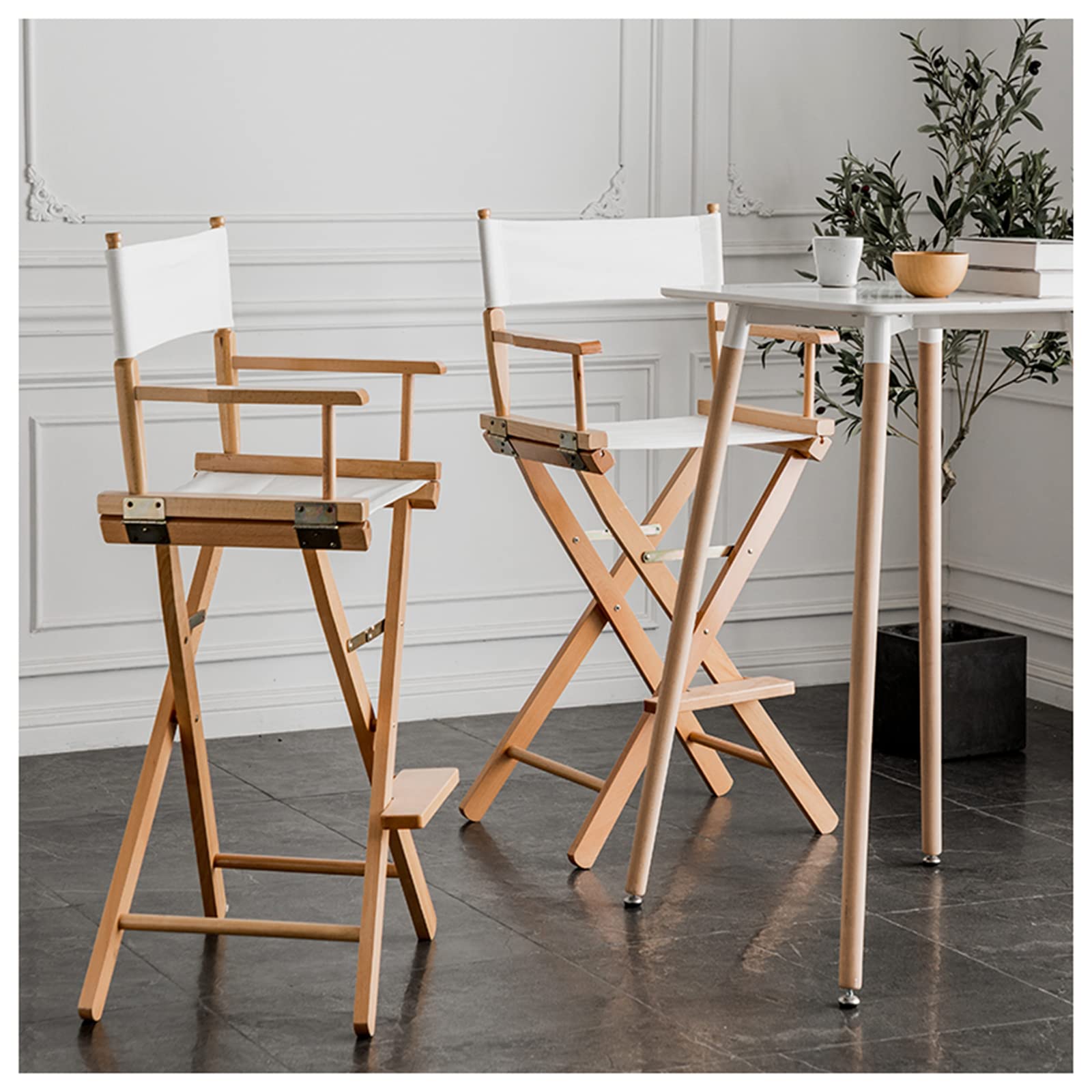 Sedia da truccato Professionale da 30" Alto Direttore con Sedia Portatile per Schienale Alto in Legno per i Clienti