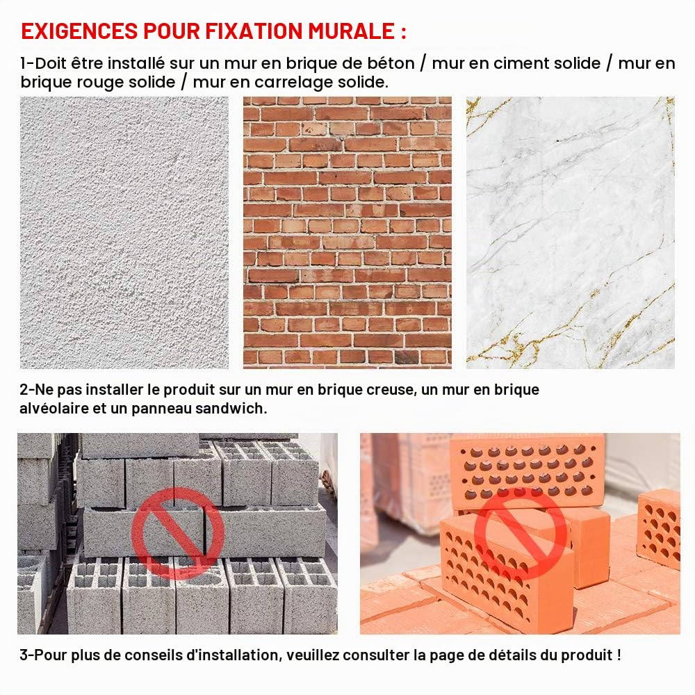 ONETWOFIT Barre de traction murale avec 6 trous plus stable pour une utilisation en intérieur et en extérieur, poids maximum : 200 kg OT103