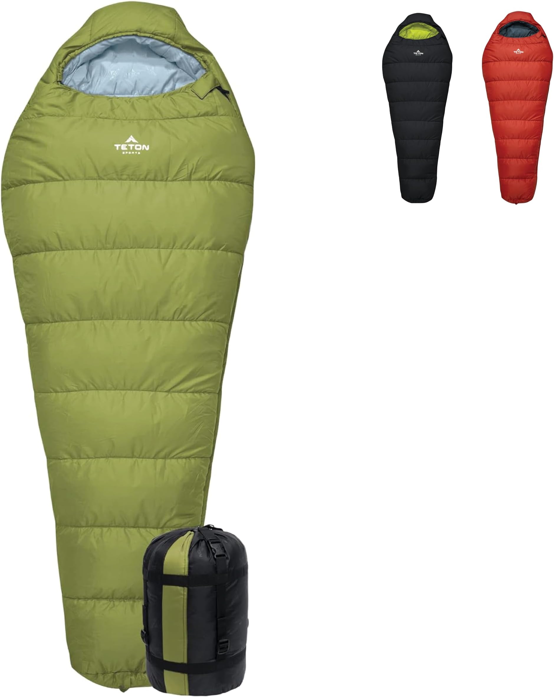 Teton LEEF Lightweight Mummy Sleeping Bag for Camping, Hiking, Backpacking; Cold Weather Option, Compression Sack Included