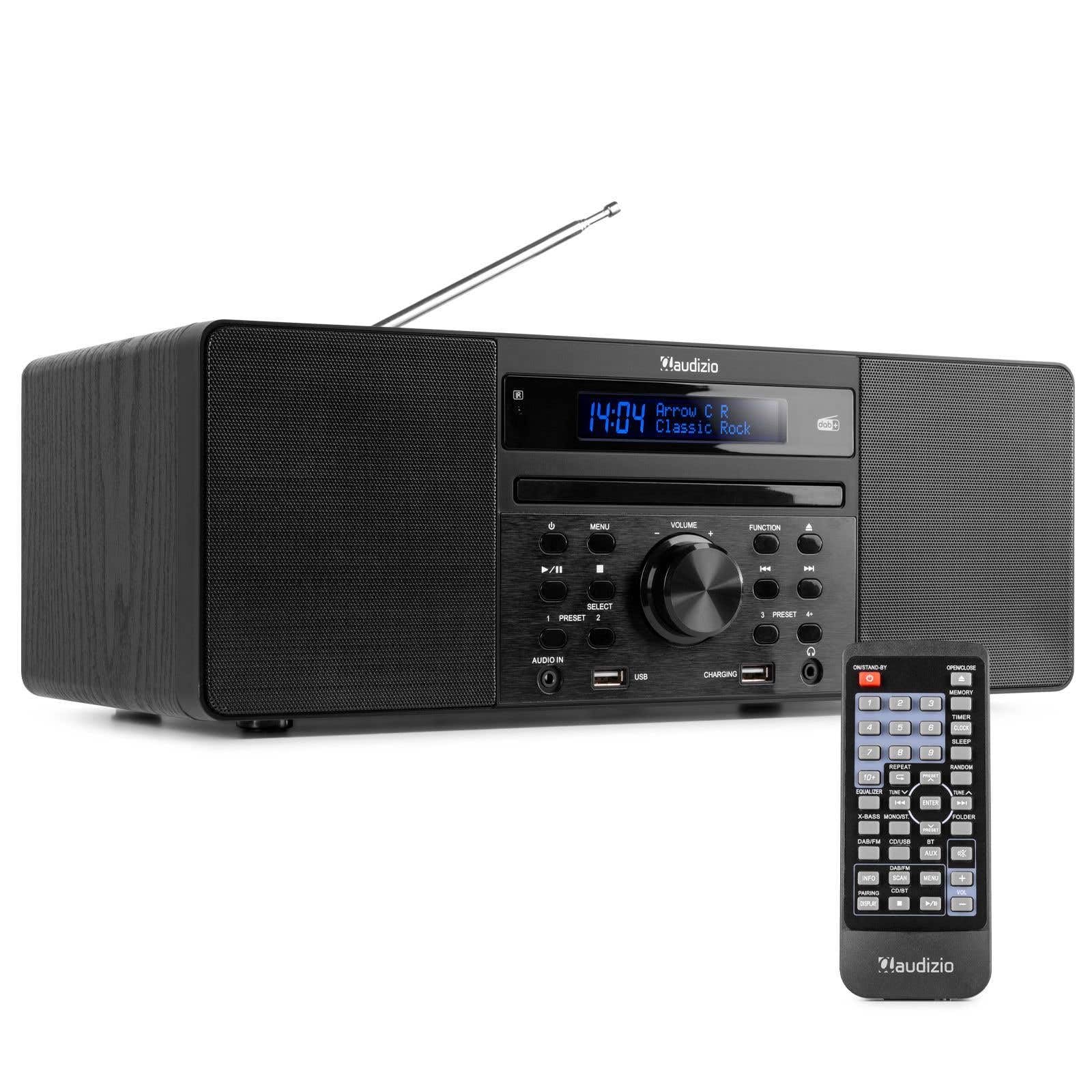 DAB radio met CD speler, Bluetooth, USB mp3 speler en radio - Stereo - Audizio Prato (102.217) (Black)
