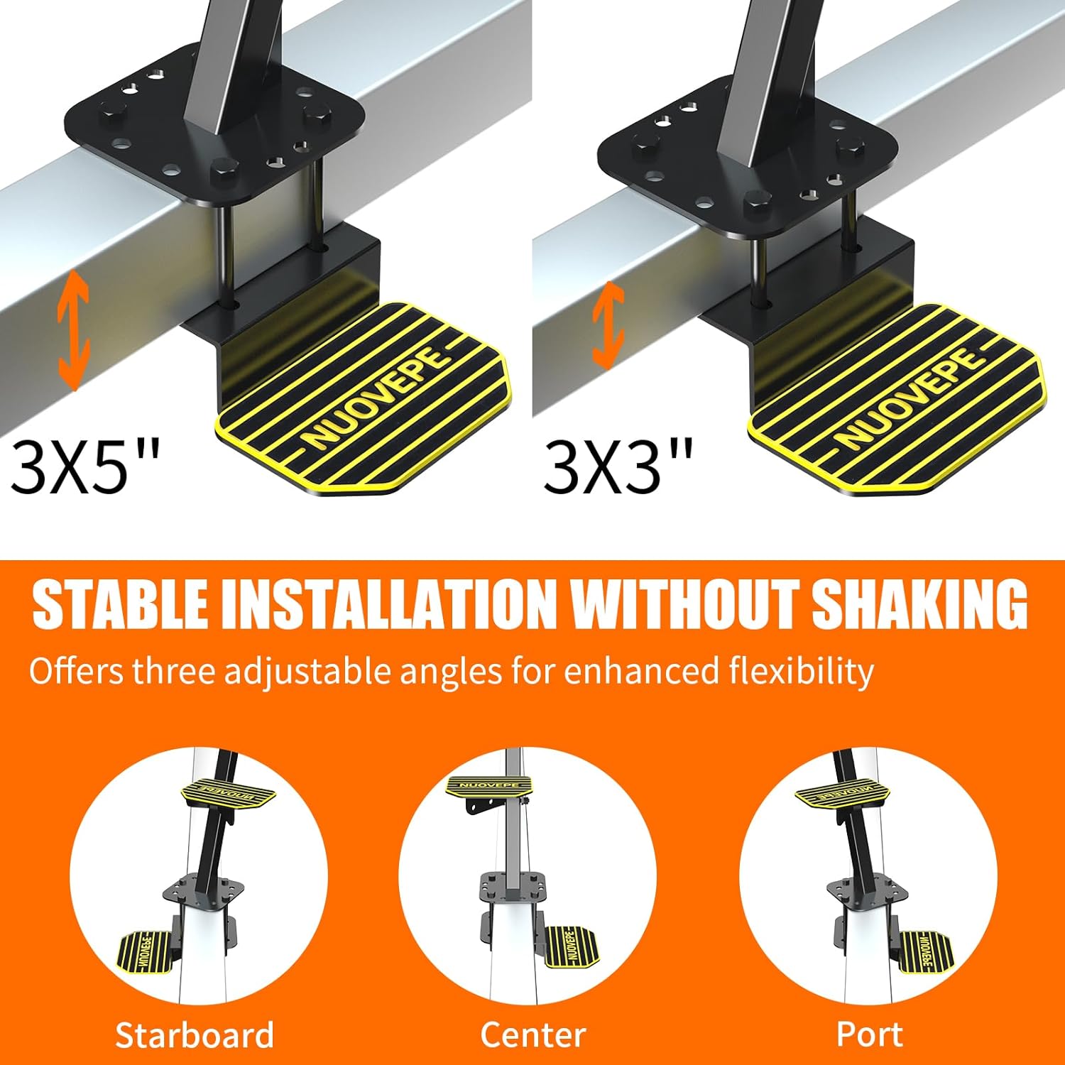 Upgraded Heavy Duty Boat Trailer Steps – 4 Step Tongue Ladder with Safety Handle, 500 lbs Capacity, EVA Anti-Slip Mat, Anti-Rust & Corrosion-Resistant, Universal Fit for Bass & Pontoon Boats