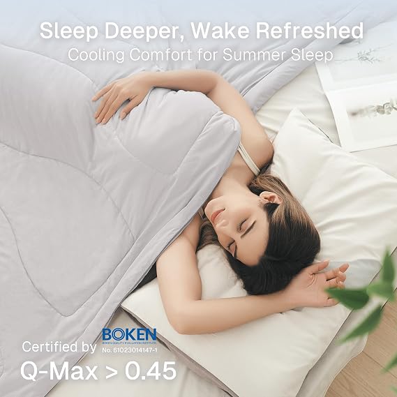Cooling Bedding Set Queen, Cooling Comforter Full/Queen 90x90 with 3 Inch Queen Gel Memory Foam Mattress Topper, Ice Silk Breathable, Pressure Relief, for Hot Sleepers