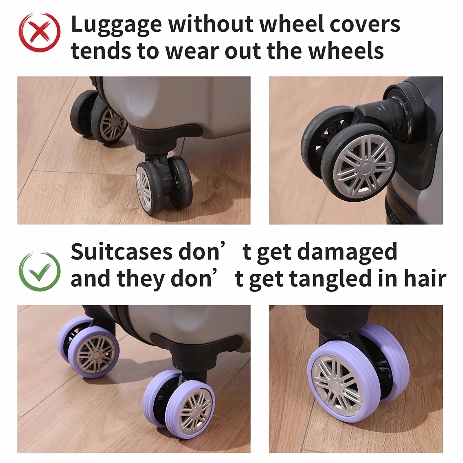 Housses Silicone Pour Roues De Valise - 8 Pièces, Couleurs Vives, Réduction De Bruit, Protection Et Repérage - 12