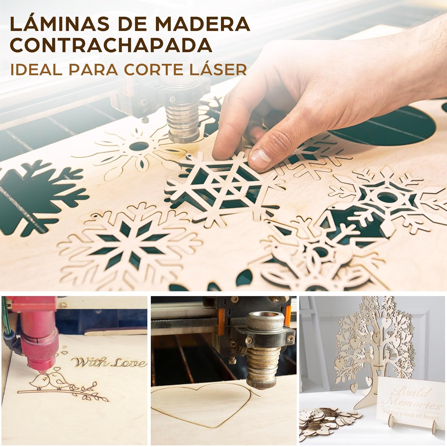 LotFancy Madera Contrachapada de 3 mm, 30 x 30 cm, 12 Piezas Paneles Finos de Bricolaje Cortados con Láser, Láminas de Madera Contrachapada, Manualidades, Kits de Construcción, Modelismo