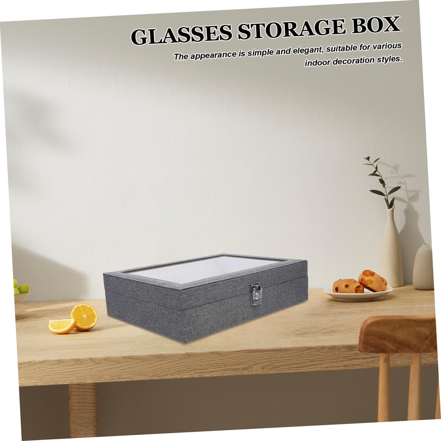 Garneck Sonnenbrillen Organizer Fächer Aufbewahrungsbox Staubdicht Stoff Brillenhalter für Zuhause und Geschäft Robustes Material Transparentes Deckel Display für Sonnenbrillen und Eyewear
