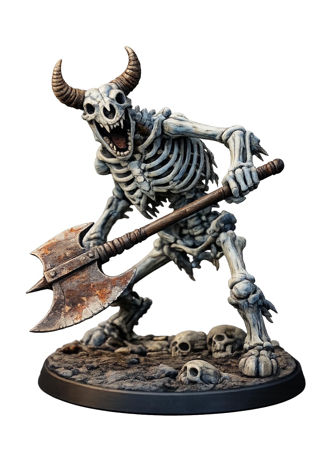 Hexen Miniatures Fantasy Monster Duo Set with Stat Card โ 1 x large Resin Tabletop RPG Miniatures โ Collectible Creature Sets for Roleplaying, Wargaming & Painting ((32.Minotaur Skeleton))