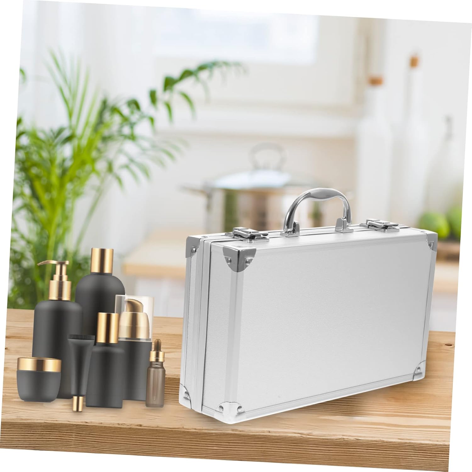 NUOBESTY Portable Aluminum Alloy Multi-purpose Toolbox Capacity for Tools Accessories and Medical Supplies Storage Case Carrying Handle and Sponge Lining for