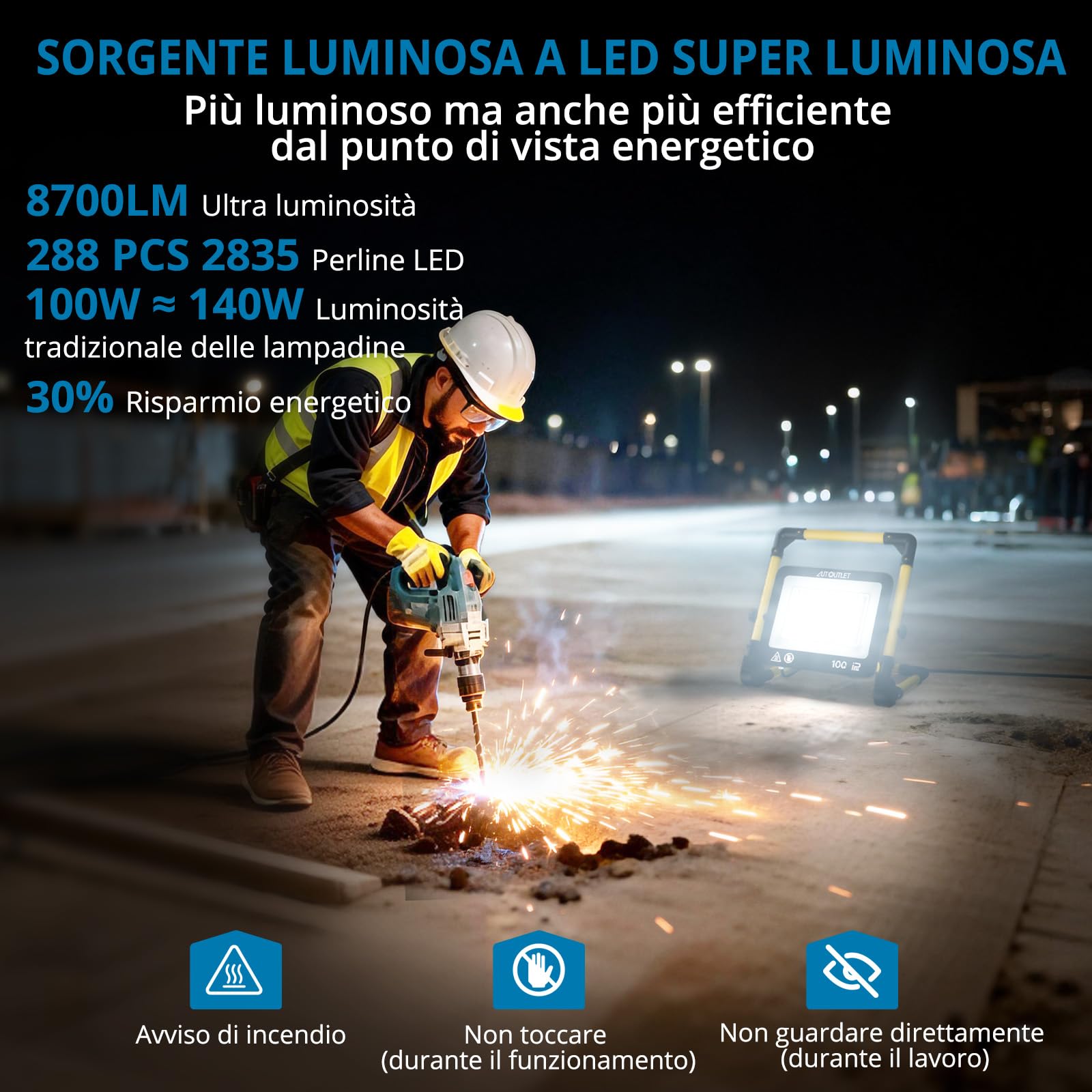 AUTOUTLET Lampada da Lavoro e Faretto da Cantiere