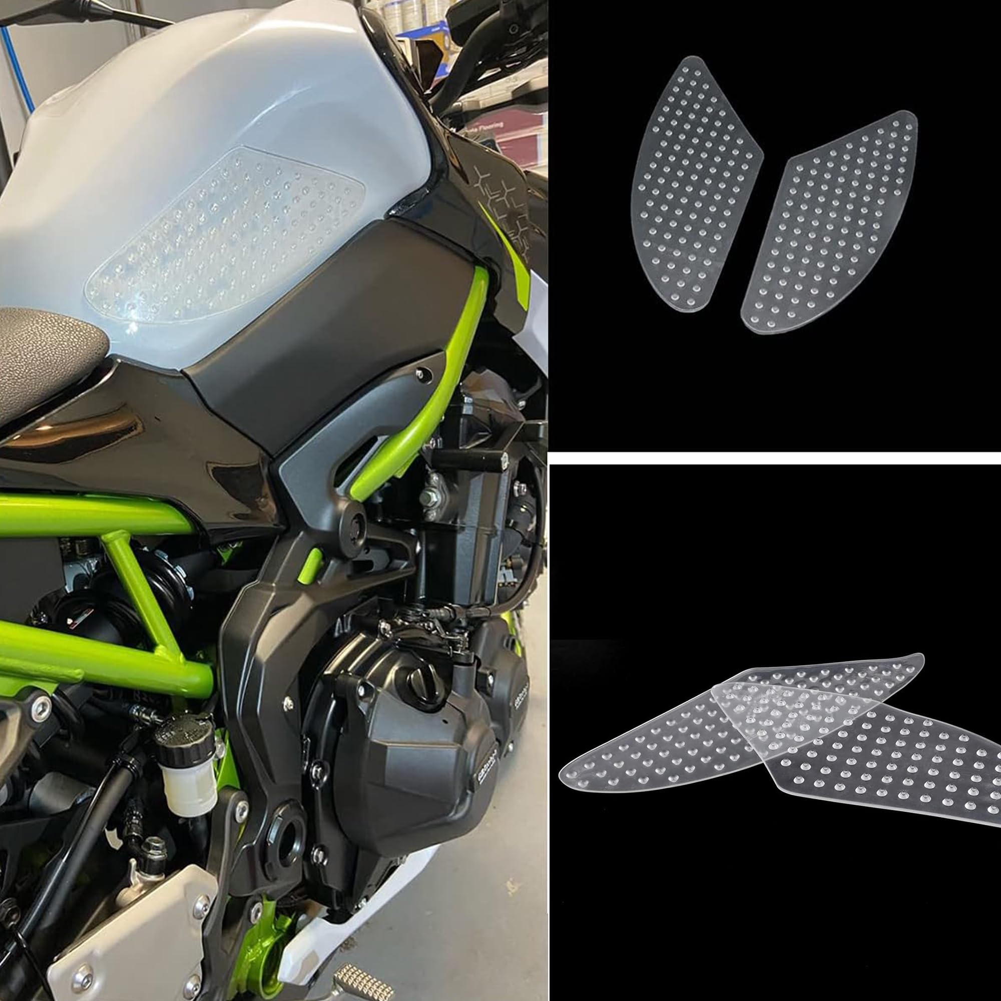 2 pezzi Universale Moto Carburante Serbatoio Pad Para Colpi e Protezione Graffi Serbatoio Protezione Serbatoio Trazione Pad Fishbone Adesivo Protezione vernice per serbatoio moto (trasparenza)