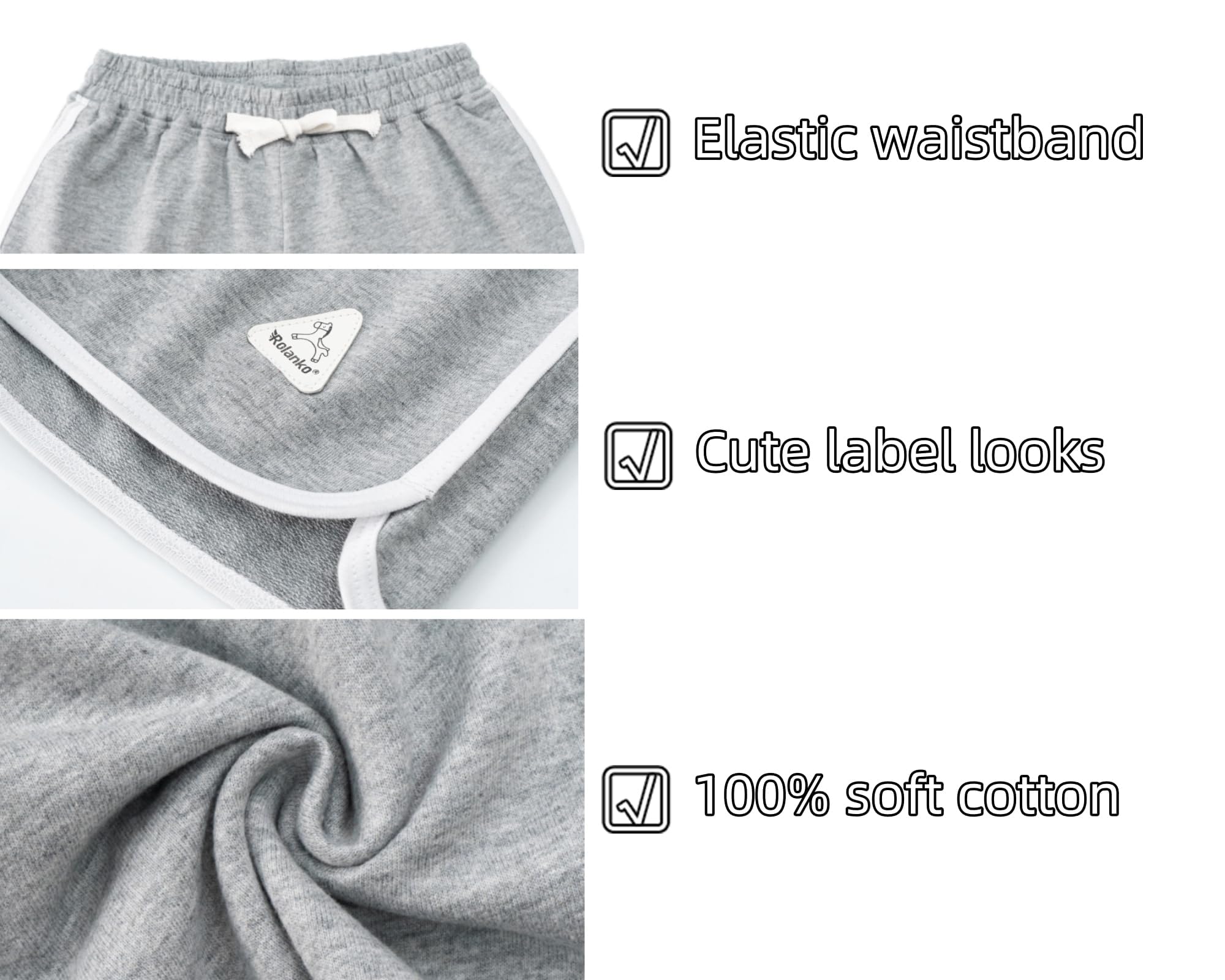 Rolanko Pantalones cortos activos de delfín para niñas, paquete de 3 unidades, para ciclismo, correr, verano, playa, deportes, 4-14 años