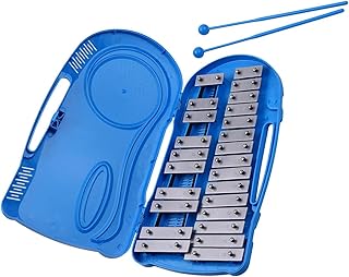 Instrumento de percusión de xilófono Glockenspiel profesional de 25 notas con estuche de plástico azul Kit De Glockenspiel Profesional