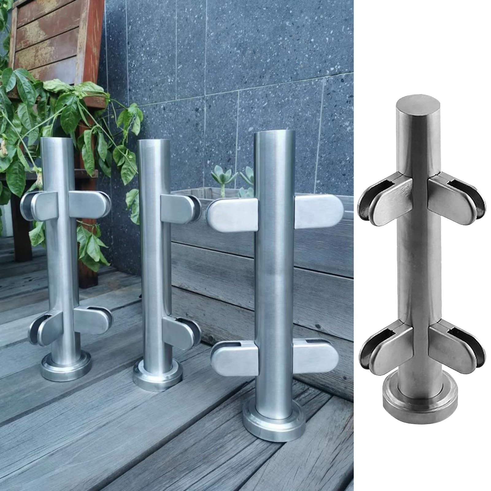 Poteau de balustrade en verre extérieur - Kit de garde-corps en cristal - Support de panneau de verre - Poteau de clôture en verre - Design moderne pour balcon et terrasse (couleur : S)