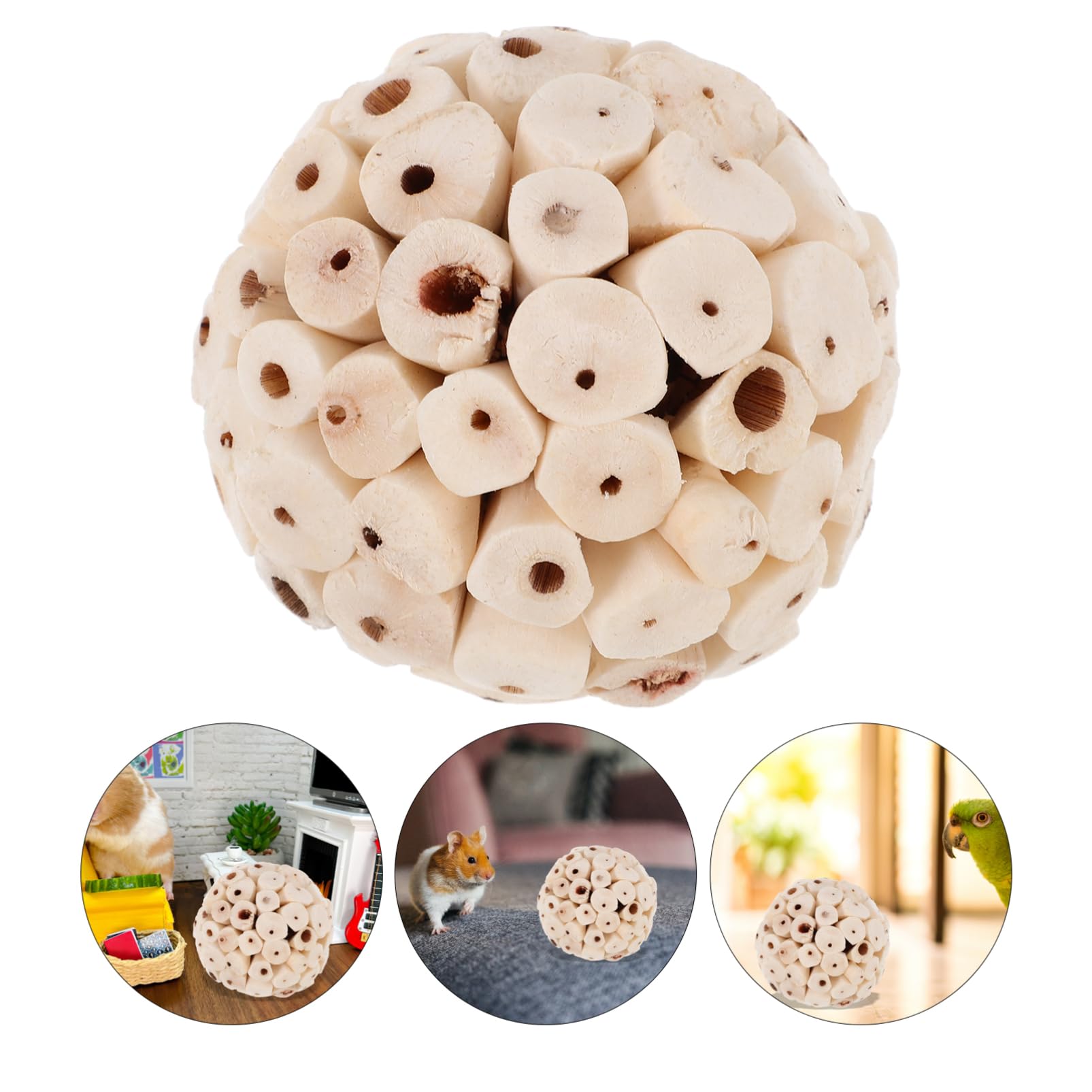 Sosoport Jouet pour Oiseaux en Quête de Nourriture, Lot de 6, Bois Beige