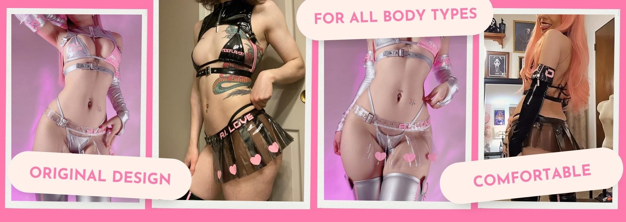 MOEFLAVOR A.I. LOVE 02 Futuristic Anime Cosplay Lingerie for Women - Sexy Costume Outfit with Mini Skirt Set